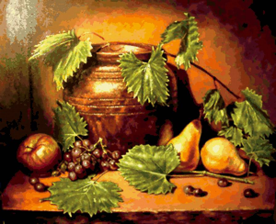 натюрморт - виноград, натюрморт, груши - предпросмотр