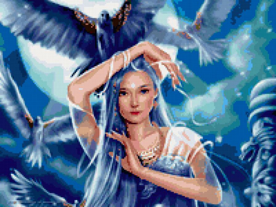 голубка - голуби, фэнтези, девушка - предпросмотр