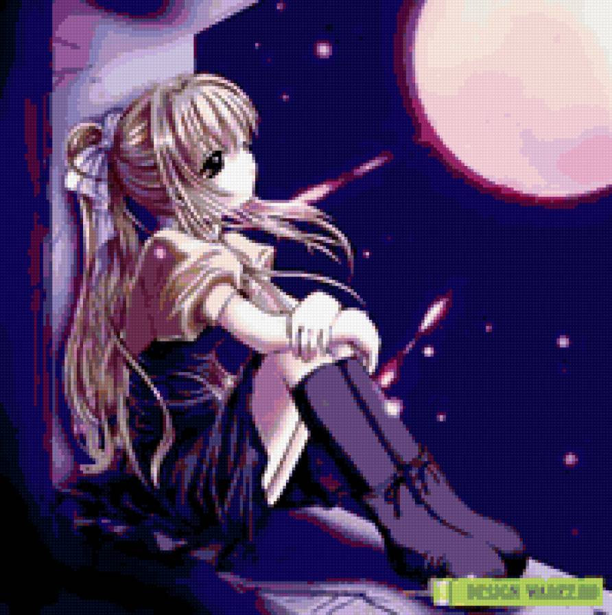 ночь раздумья - аниме, девушка - предпросмотр