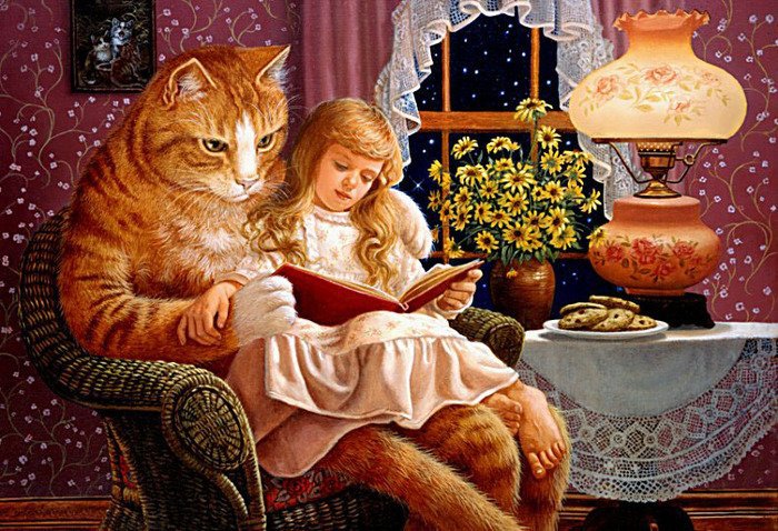 Сказка на ночь - девочка, кот, сказка, дети - оригинал