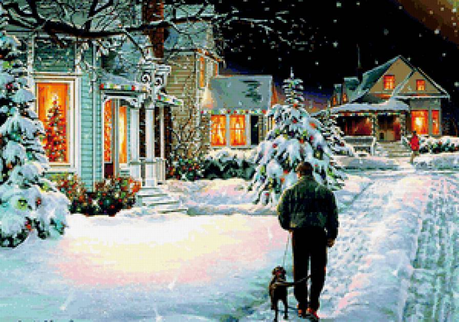 Вечер - зима, снег, пейзаж, вечер - предпросмотр