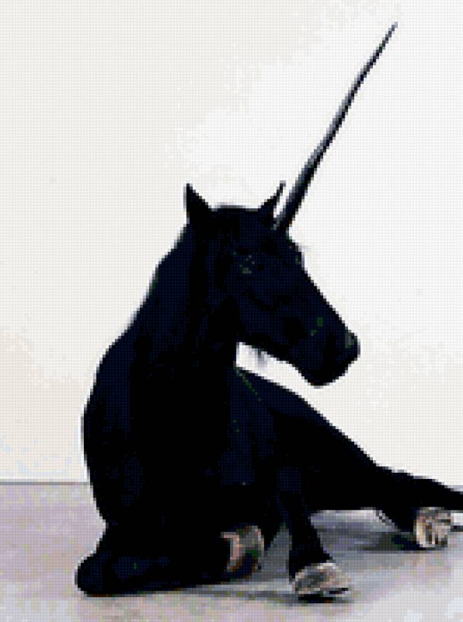 Черный Единорог - единорог, мифические животные - предпросмотр
