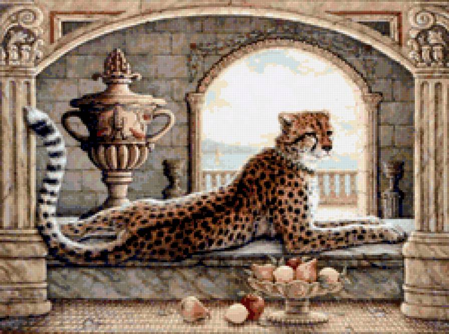 красавец гепард - ваза с фруктами, живопись, красавец, гепард - предпросмотр