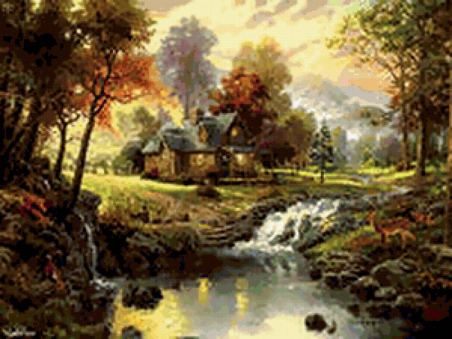 домик лесника - пейзаж, дом, природа, лес, река - предпросмотр