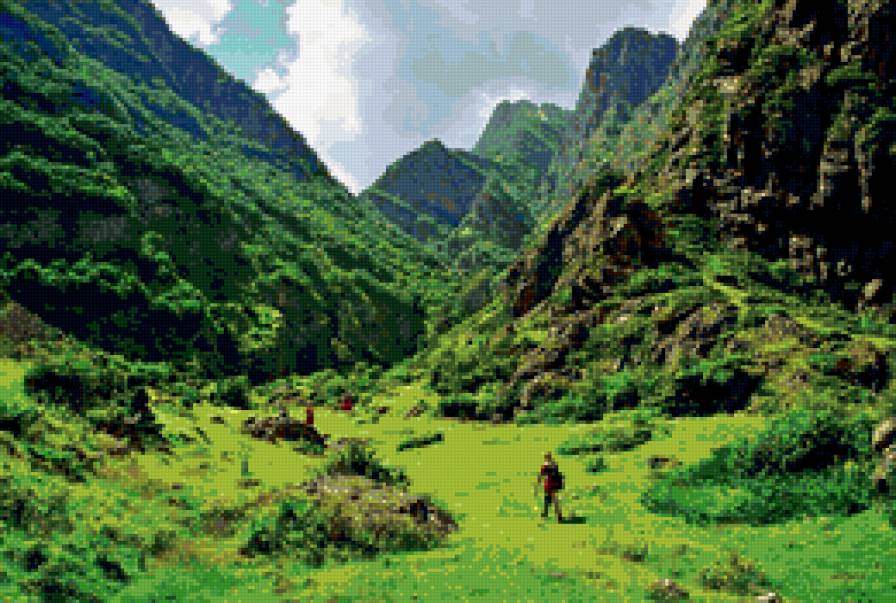 зеленые горы - лес. ущелье, природа, пейзаж - предпросмотр