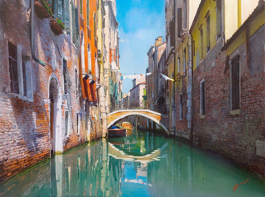 Венеция 3 - лодки, венеция, канал, италия - оригинал