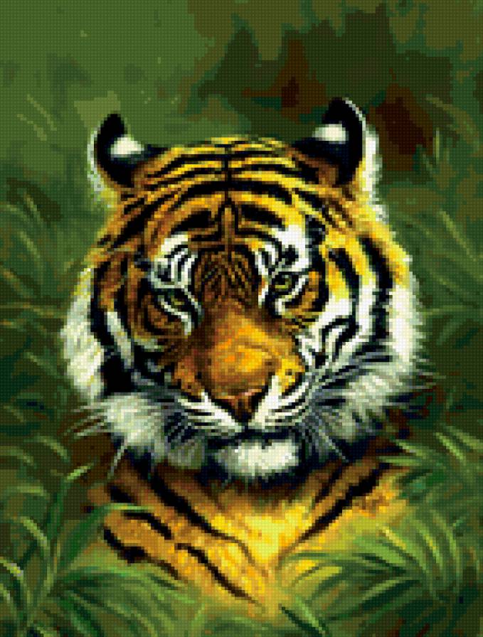 0141 - тигр, картина, кошки, природа, лето, животные, красота - предпросмотр