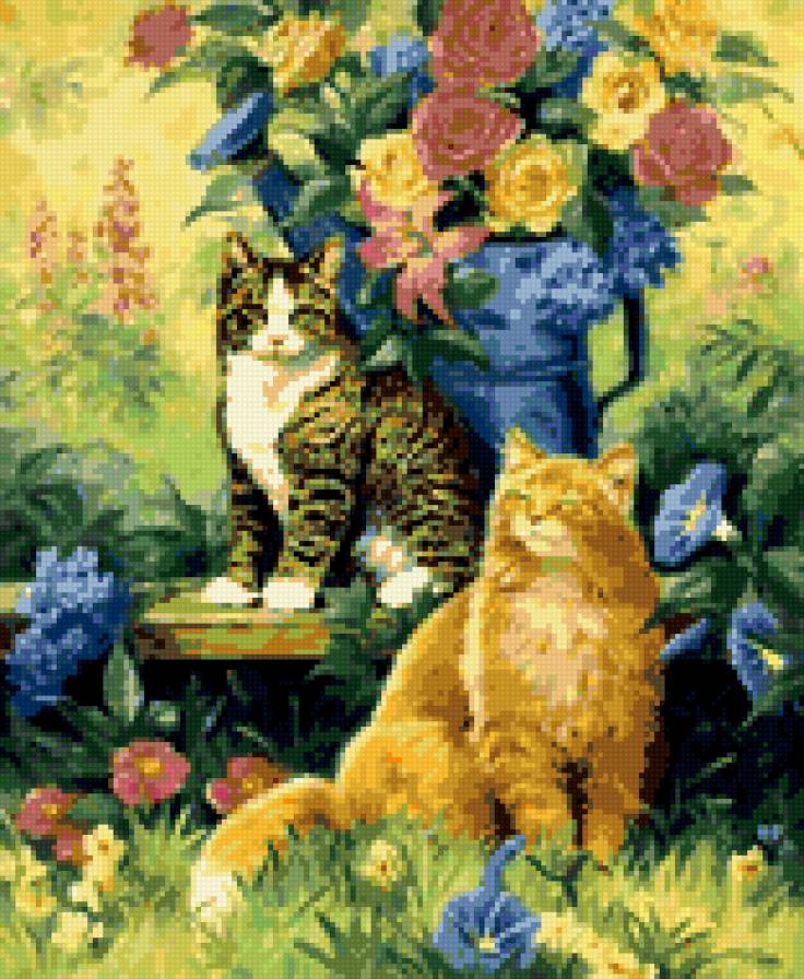 0145 - животные, кошки, природа, лето, картина, красота - предпросмотр