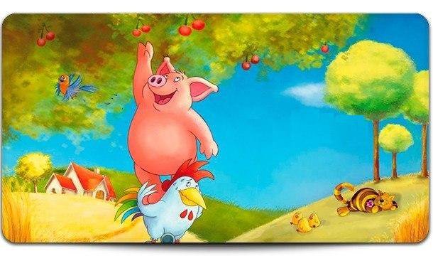 свинка - животные, природа, свинка, детские, дерево, яблоки - оригинал