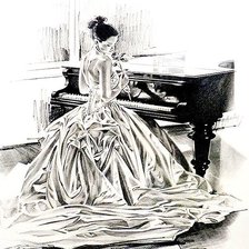Оригинал схемы вышивки «За роялем» (№431843)