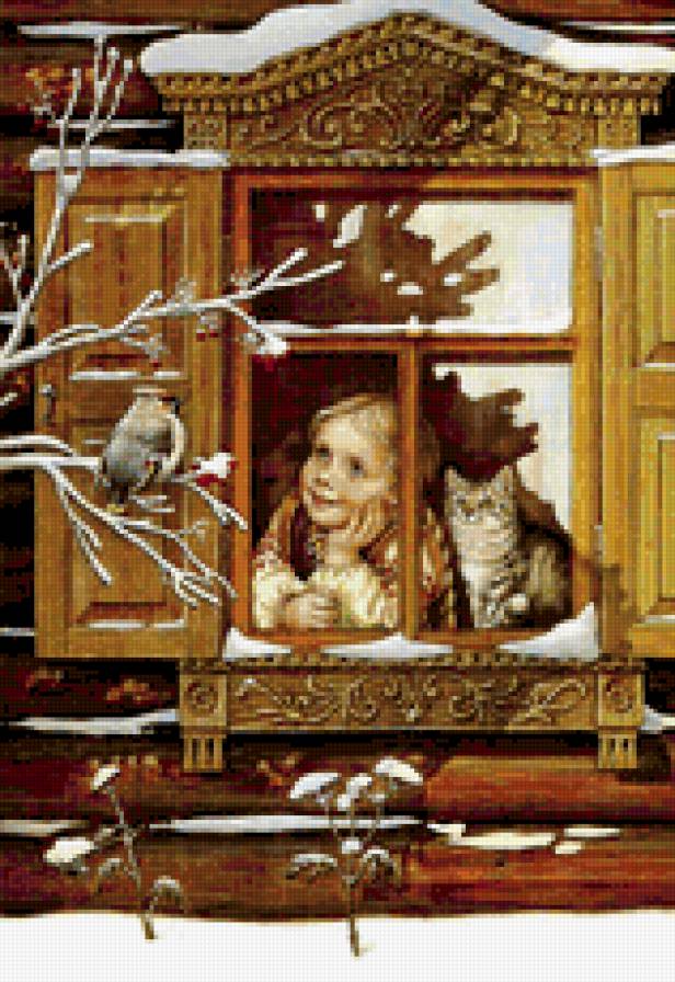 Л. Романова «Зимнее окно» - девочка, зима - предпросмотр