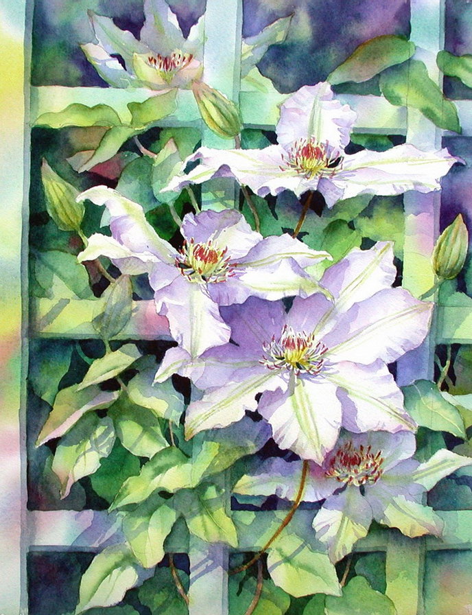 Серия "Букет" - клематис, букет, цветы - оригинал