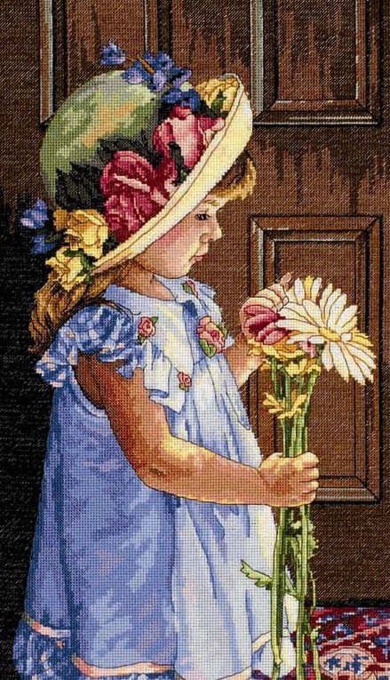 девочка - картины, дети, цветы - оригинал