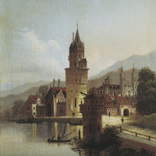 Схема вышивки «Жуковский В. Пейзж с замком»