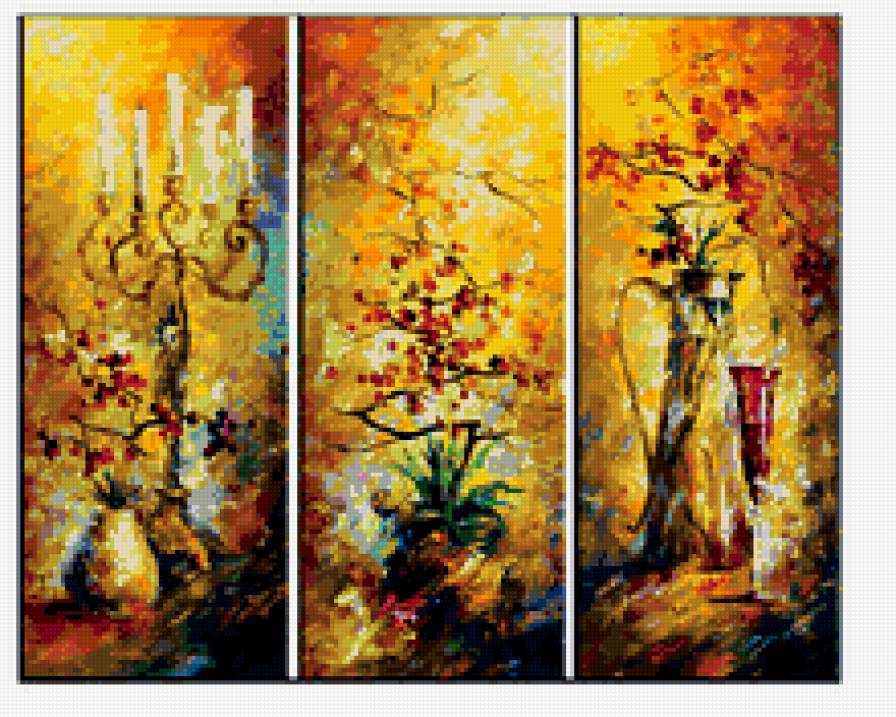 Осенний натюрморт по картине Л.Афремова. - осеень, триптих. - предпросмотр