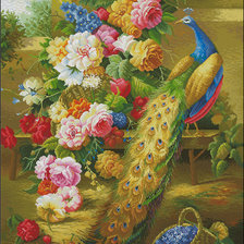 Схема вышивки «Павлин 60 цветов»