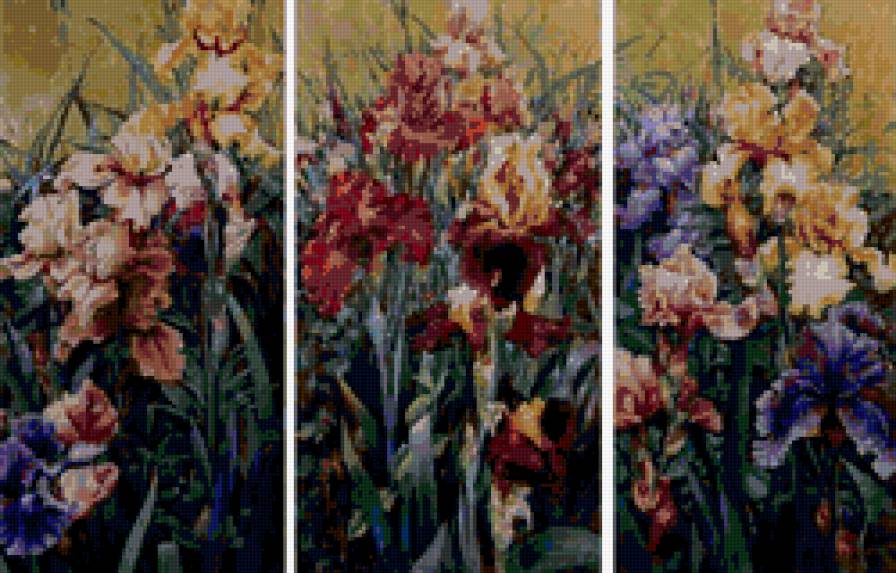 Триптих:ИРИСЫ - картина, цветы. - предпросмотр