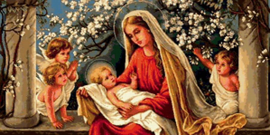 Дева с младенцем - ангел, икона, малыш, святая, мария - предпросмотр