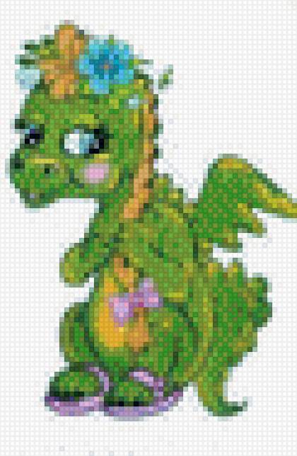 Дракончик в цветочках - предпросмотр