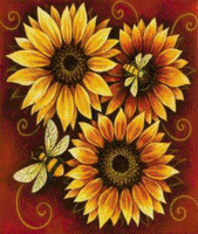 подсолнухи - подсолнухи, букет, цветы - предпросмотр