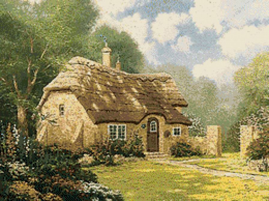 картина Кинкейда - весна, домик - предпросмотр