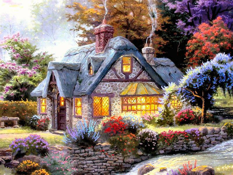 картина Кинкейда - домик - оригинал