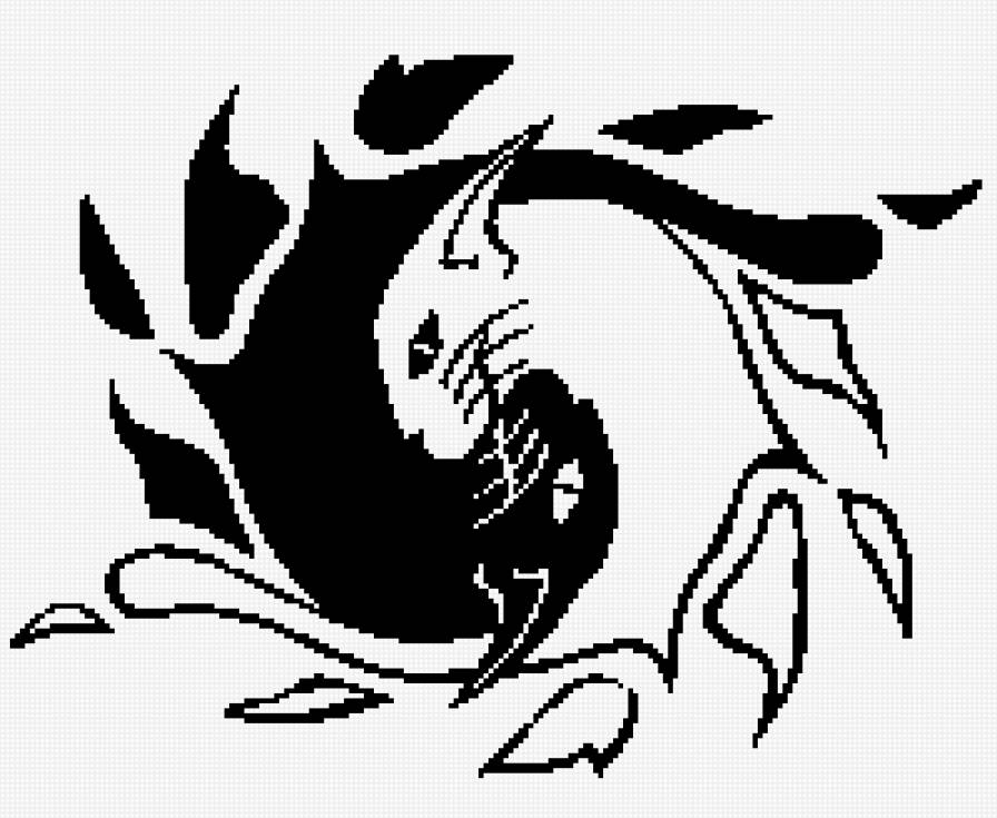 Пантеры,инь янь - азия, восток, монохром - предпросмотр