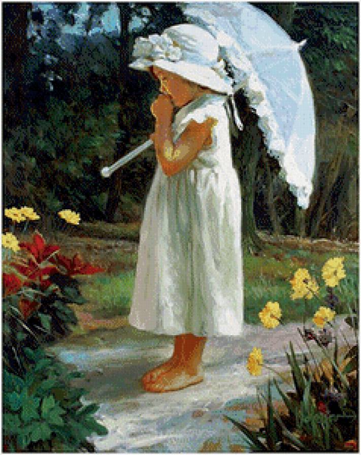 Серия "Очаровашки" - пейзаж. лето, дети, девочка, дорога - предпросмотр