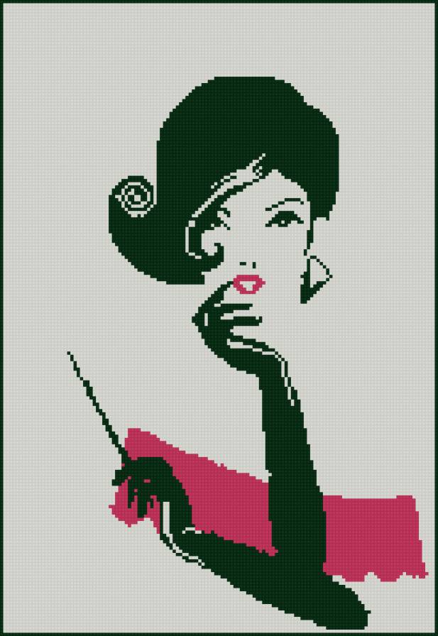 Дамочка - монохром, девушка - предпросмотр