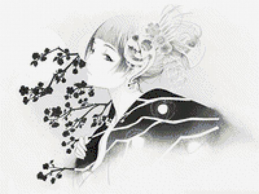 Девушка,монохром - восток, девушка, азия, монохром - предпросмотр