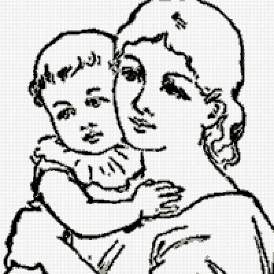 Мать и дитя - монохром, дети, матери - предпросмотр