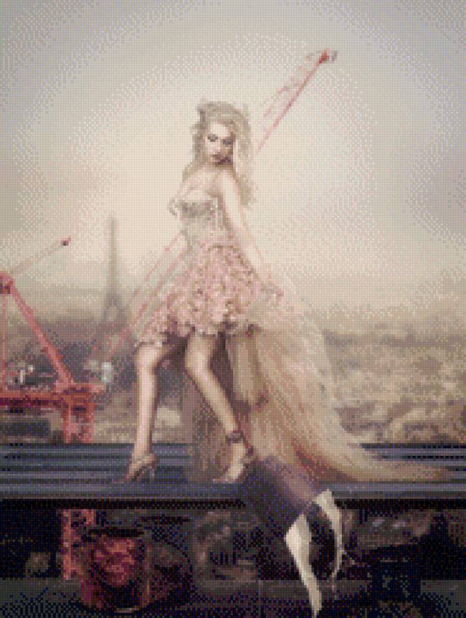 Париж - эйфелева башня, париж, девушка, стройка, краска - предпросмотр