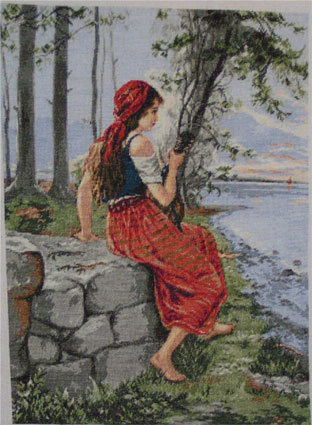 девушка с мандолиной - картины, девушка, женщина, картина, женщины - оригинал