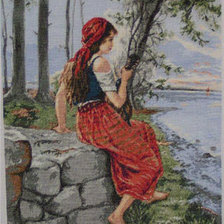 Оригинал схемы вышивки «девушка с мандолиной» (№438123)