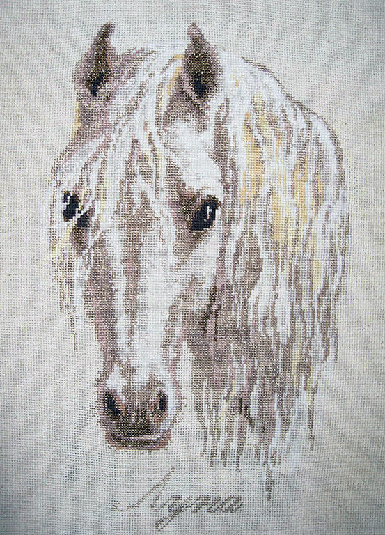 луна - пейзаж, лошади, природа, картина - оригинал