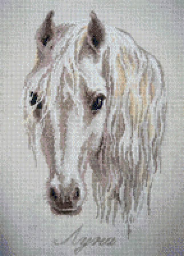 луна - природа, картина, лошади, пейзаж - предпросмотр