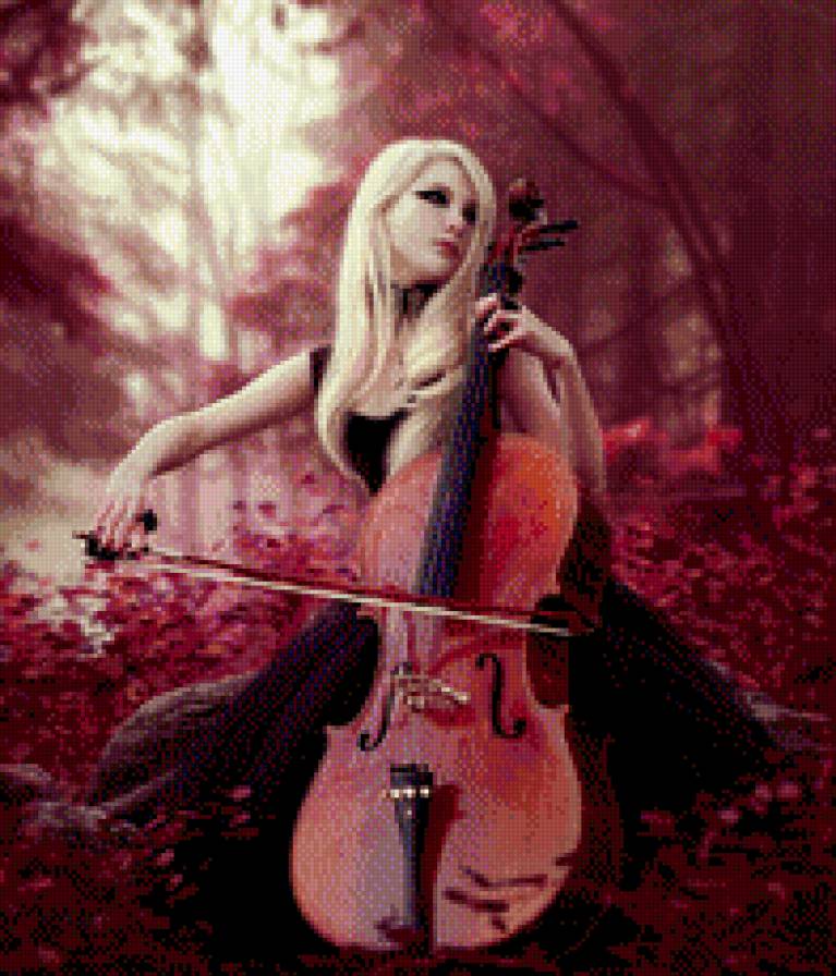 музыка - девушка, лес, виолончель - предпросмотр