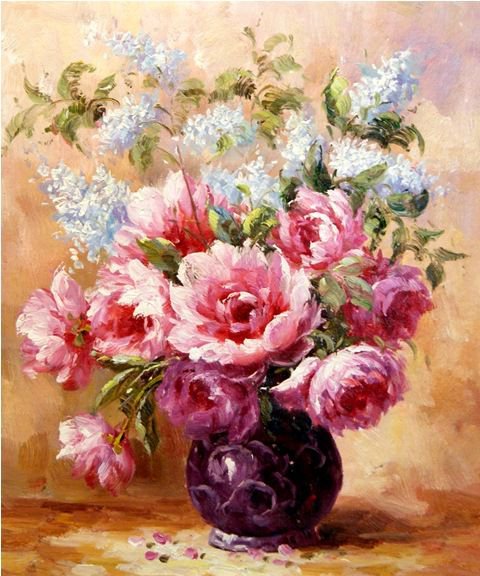 Серия "Букет" - букет, пионы, сирень, цветы - оригинал