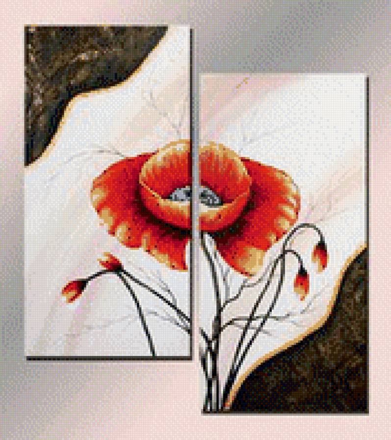 Диптих"Мак" - цветы - предпросмотр