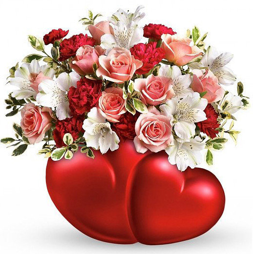 Букет - цветы, любовь, сердечки, розы, букет, картина - оригинал