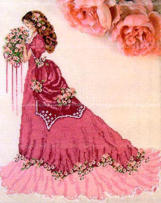 девушка в розовом - девушка, цветы, букет - оригинал