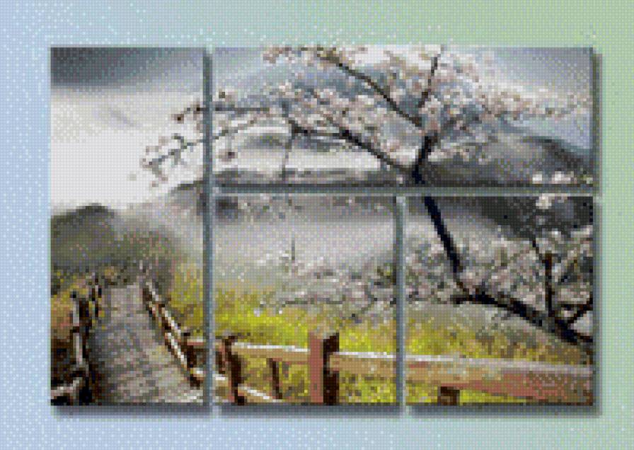 Полиптих"Пейзаж" - пейзаж, азия, восток - предпросмотр