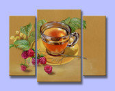 Триптих"Чашка чая" - фрукты, натюрморт - оригинал