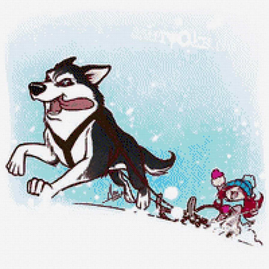 Хаски в упряжке - хаски, упряжка, ес, ездовой спорт - предпросмотр