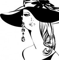 Схема вышивки «Девушка, черно- белое, волос»