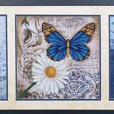 Оригинал схемы вышивки «Триптих"Ромашки с бабочкой"» (№440306)