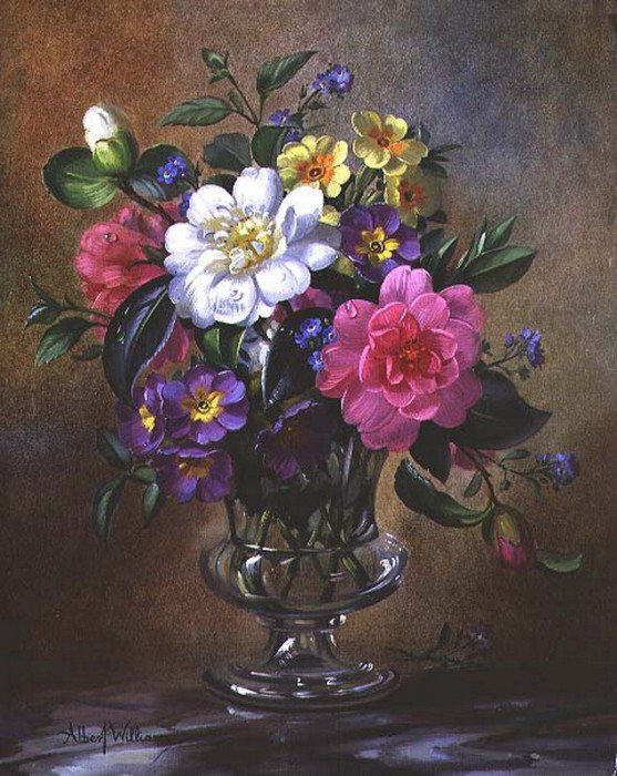№440420 - букет, натюрморт, цветы, albert williams, живопись - оригинал