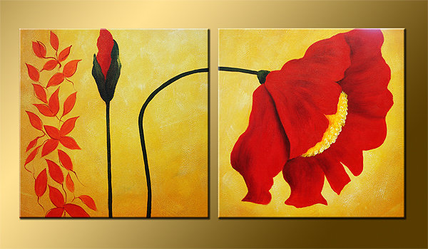 Диптих"Мак" - цветы - оригинал