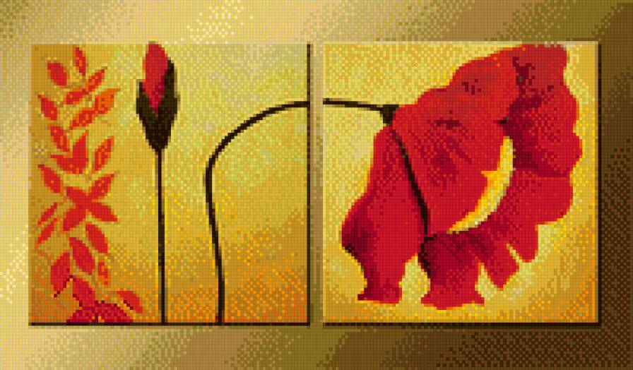 Диптих"Мак" - цветы - предпросмотр