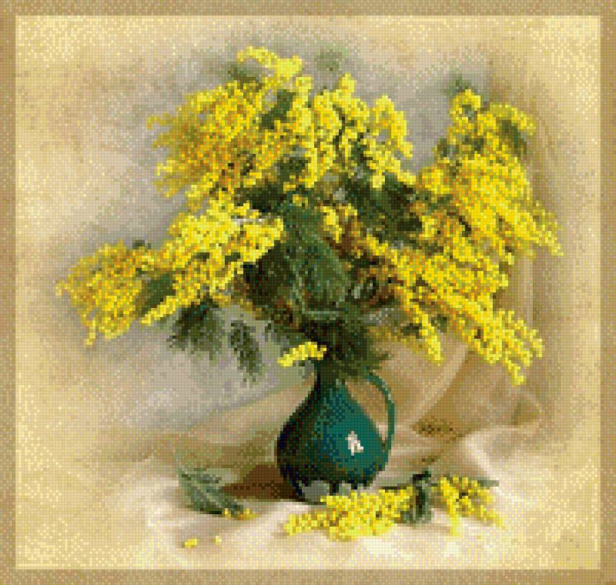 Мимоза - цветы, натюрморт - предпросмотр